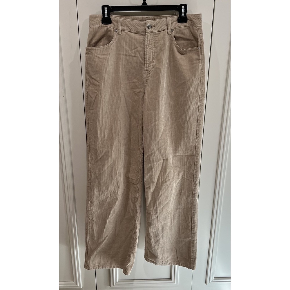 H&M Divided Tan Corduroy Pants Wide Leg Boho Grunge‎ Preppy